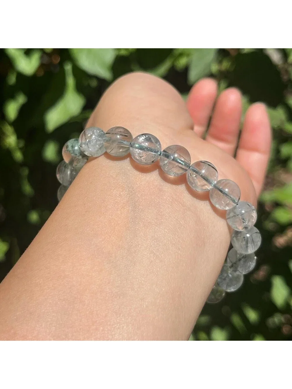 9.5mm stretchable green rutilated quartz bracelet 1832